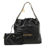 Shiny Calfskin Quilted Small Chanel 22 Black - Image 2