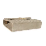Saint Laurent Beige Suede Mixed Matelasse Triquilt Medium Monogram Envelope Satc - Image 4