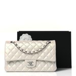 Lambskin Quilted Medium Double Flap White - Image 3