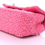 Wool Tweed Quilted Mini Rectangular Flap Dark Pink Fuchsia - Image 6