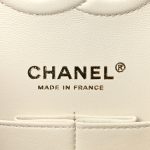 Lambskin Quilted Medium Double Flap Black White - Image 7