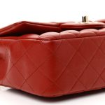 Lambskin Quilted Mini Rectangular Flap - Red - Image 7