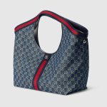 Gucci Giglio Large Tote Bag Blue & White GG Denim - Image 2