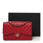 Caviar Quilted Jumbo Double Flap Red - Image 5
