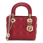 Lambskin Cannage Mini Lady  Burgundy