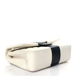 Lambskin Quilted Medium Double Flap Black White - Image 4