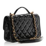 Patent Quilted Small Top Handle Flap Black - Image 3