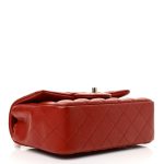 Lambskin Quilted Mini Rectangular Flap - Red - Image 6