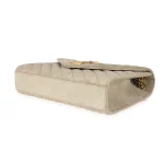 Saint Laurent Beige Suede Mixed Matelasse Triquilt Medium Monogram Envelope Satc - Image 6