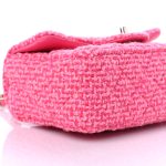 Wool Tweed Quilted Mini Rectangular Flap Dark Pink Fuchsia - Image 5