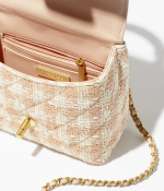 MINI FLAP BAG WITH TOP HANDLE-Orange & Ecru - Image 3