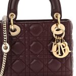 Lambskin Cannage Mini Lady  Plum - Image 6