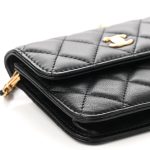 Lambskin Quilted Pearl Crush Flap With Chain Black - Image 7