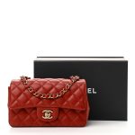Lambskin Quilted Mini Rectangular Flap - Red - Image 8