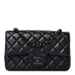 Lambskin Quilted Mini Rectangular Flap So Black