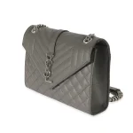 Saint Laurent Grey Grain De Poudre Medium Envelope In Mix Flap Bag - Image 2
