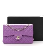 Lambskin Quilted Small Double Flap Purple - Image 4