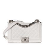 White / Nude Quilted Caviar Medium