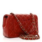 Lambskin Quilted Mini Rectangular Flap - Red - Image 2