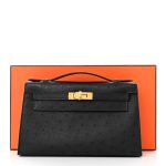 Ostrich Kelly Pochette Black - Image 8