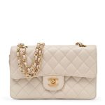 Caviar quilted Medium Double clamshell off-white