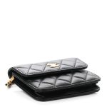 Lambskin Quilted Pearl Crush Flap With Chain Black - Image 3