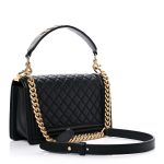 Caviar Medium Boy Logo Top Handle Flap Black - Image 3