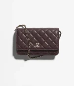 Grained Shiny Calfskin & Gold-Tone Metal