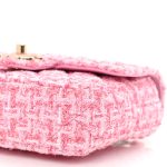 Tweed Resin Quilted Mini Heart Square Flap Pink White - Image 10