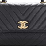 Caviar Chevron Quilted Small Coco Handle Flap Dark Grey - Image 8