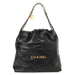 Shiny Calfskin Quilted Small Chanel 22 Black