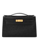 Ostrich Kelly Pochette Black