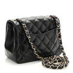 Lambskin Quilted Mini Square Flap Bag Black - Image 3