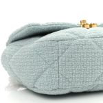 Tweed Mixed Fibers Quilted Medium Chanel 19 Flap Light Green - Image 4