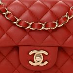 Lambskin Quilted Mini Rectangular Flap - Red - Image 3