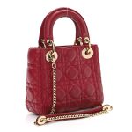 Lambskin Cannage Mini Lady  Burgundy - Image 3