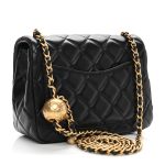 Lambskin Quilted CC Pearl Crush Mini Flap Black - Image 4