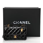Patent Quilted Small Top Handle Flap Black - Image 4