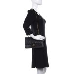 Lambskin Quilted Medium Double Flap Black - Image 2