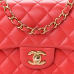 Lambskin Quilted Mini Rectangular Flap Red - Image 7