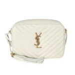 Saint Laurent Crema Soft Chevron Quilted Leather Lou Camera Bag