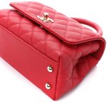 Caviar Quilted Lizard Embossed Extra Mini Coco Handle Flap Red - Image 6