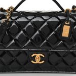 Patent Quilted Small Top Handle Flap Black - Image 5
