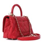 Caviar Quilted Lizard Embossed Extra Mini Coco Handle Flap Red - Image 3