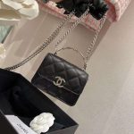 Chanel Enamel Handle Clutch with Chain in Grained Calfskin - Image 2