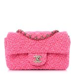 Wool Tweed Quilted Mini Rectangular Flap Dark Pink Fuchsia