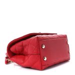 Caviar Quilted Lizard Embossed Extra Mini Coco Handle Flap Red - Image 4