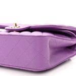 Lambskin Quilted Small Double Flap Purple - Image 7