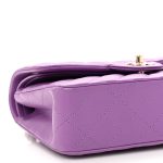 Lambskin Quilted Small Double Flap Purple - Image 6