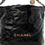 Glazed Calfskin Quilted Small Chanel 22 Black - Image 5